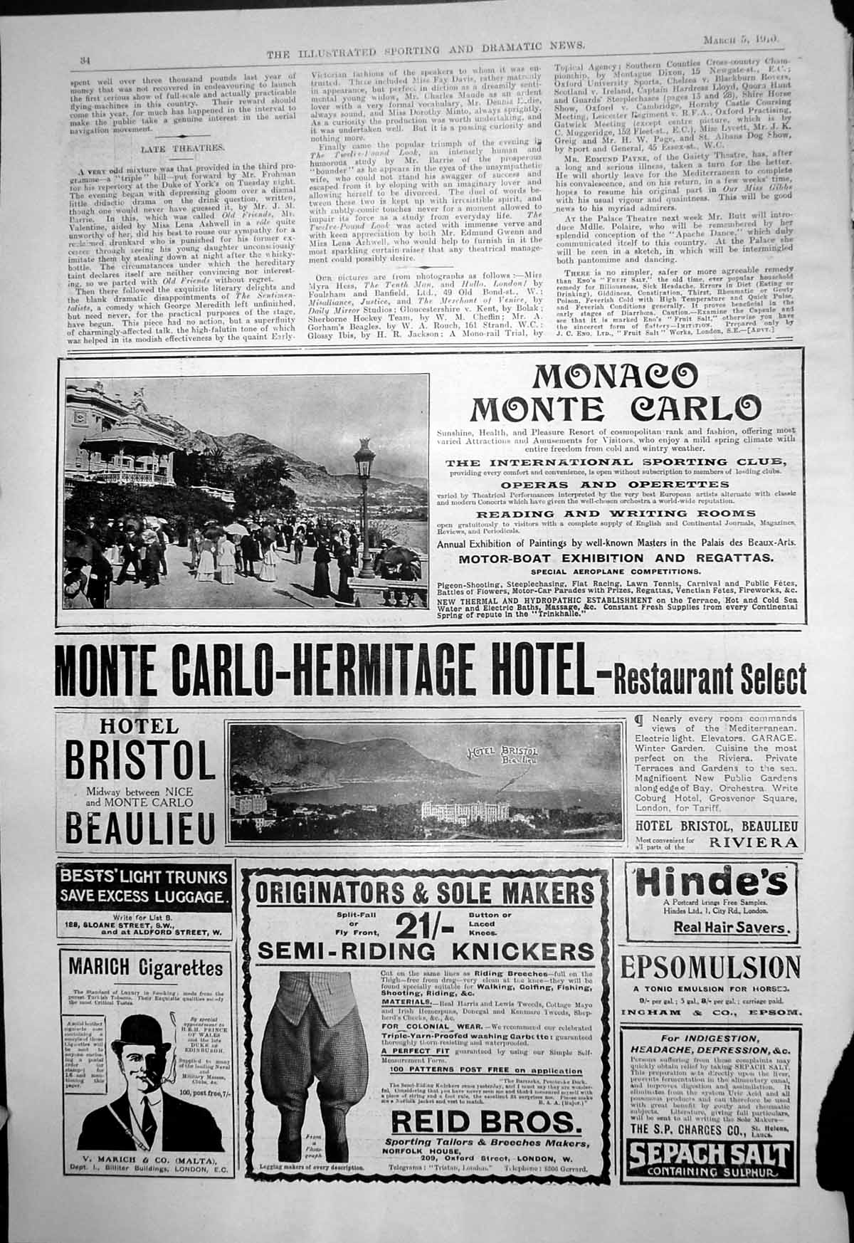 Old Monaco Monte Carlo Sporting Club Hermitage Hotel Sepach Salt 1910 20th