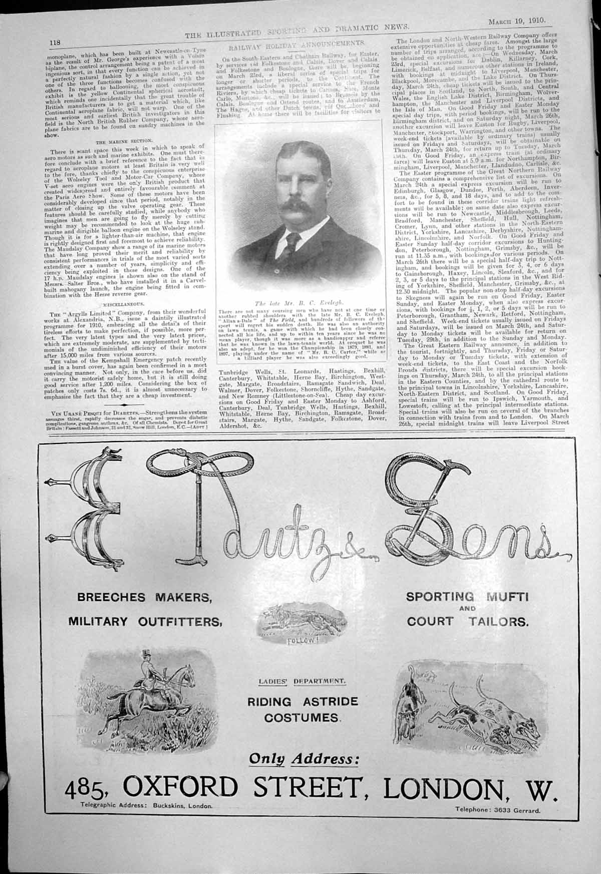 Old Late B C Evelegh Sports Field E Tamtz & Sons Riding Costumes 1910 20th