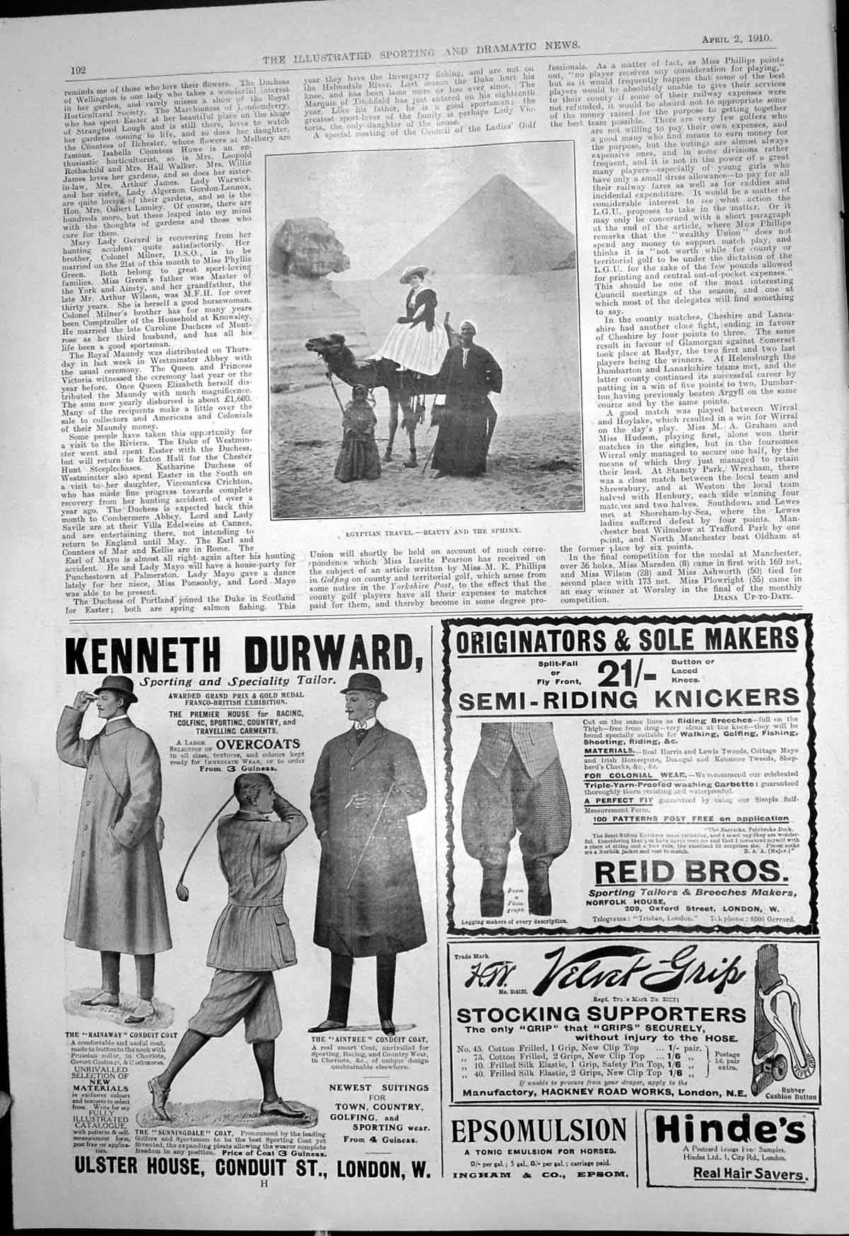 Antique Print Egyptian Travel Beauty Sphinx Kenneth Durward Overcoats 1910 20th