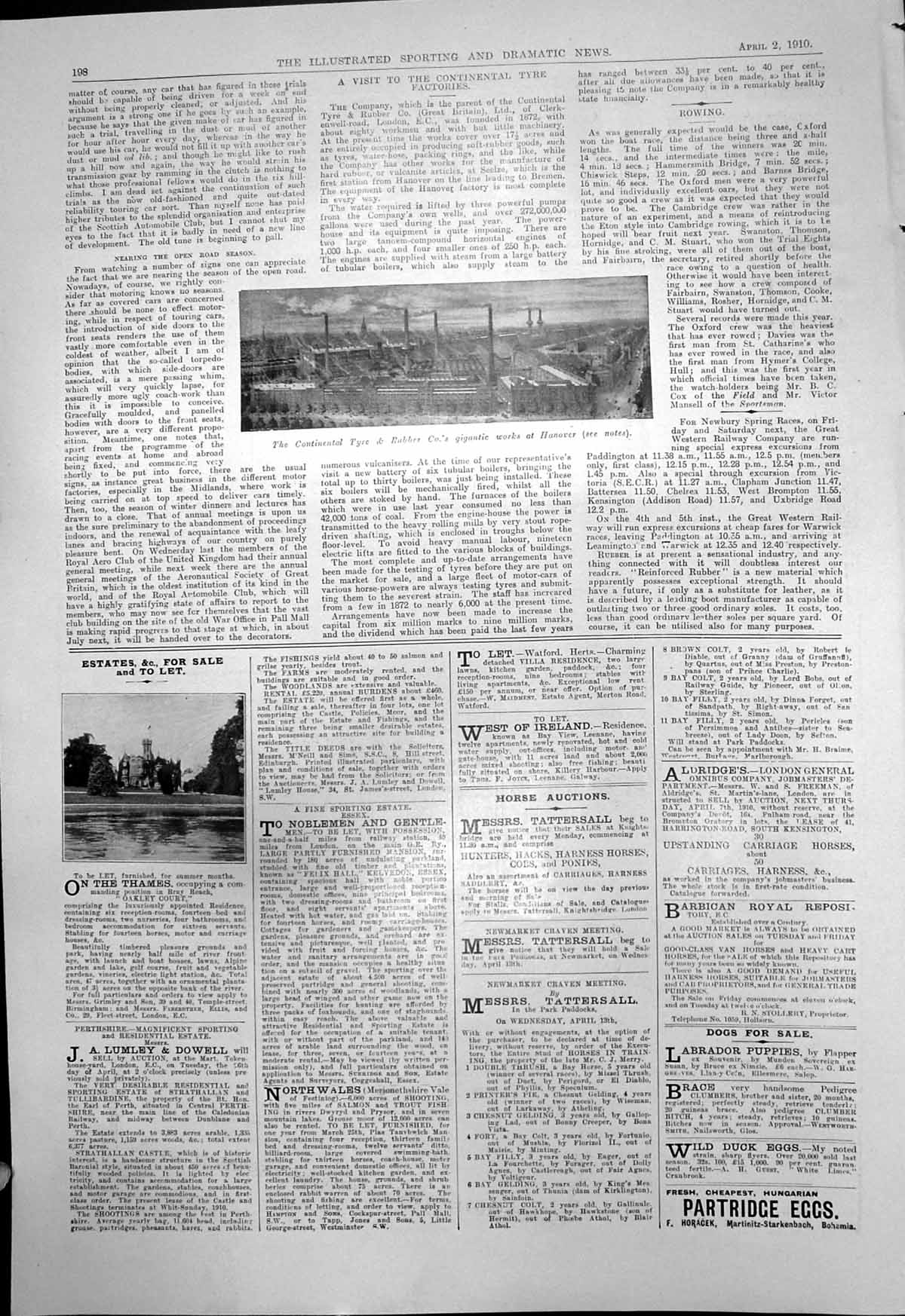 Old Print Continental Tyre Rubber Co Works Hanover Oakley Court Sale 1910 20th
