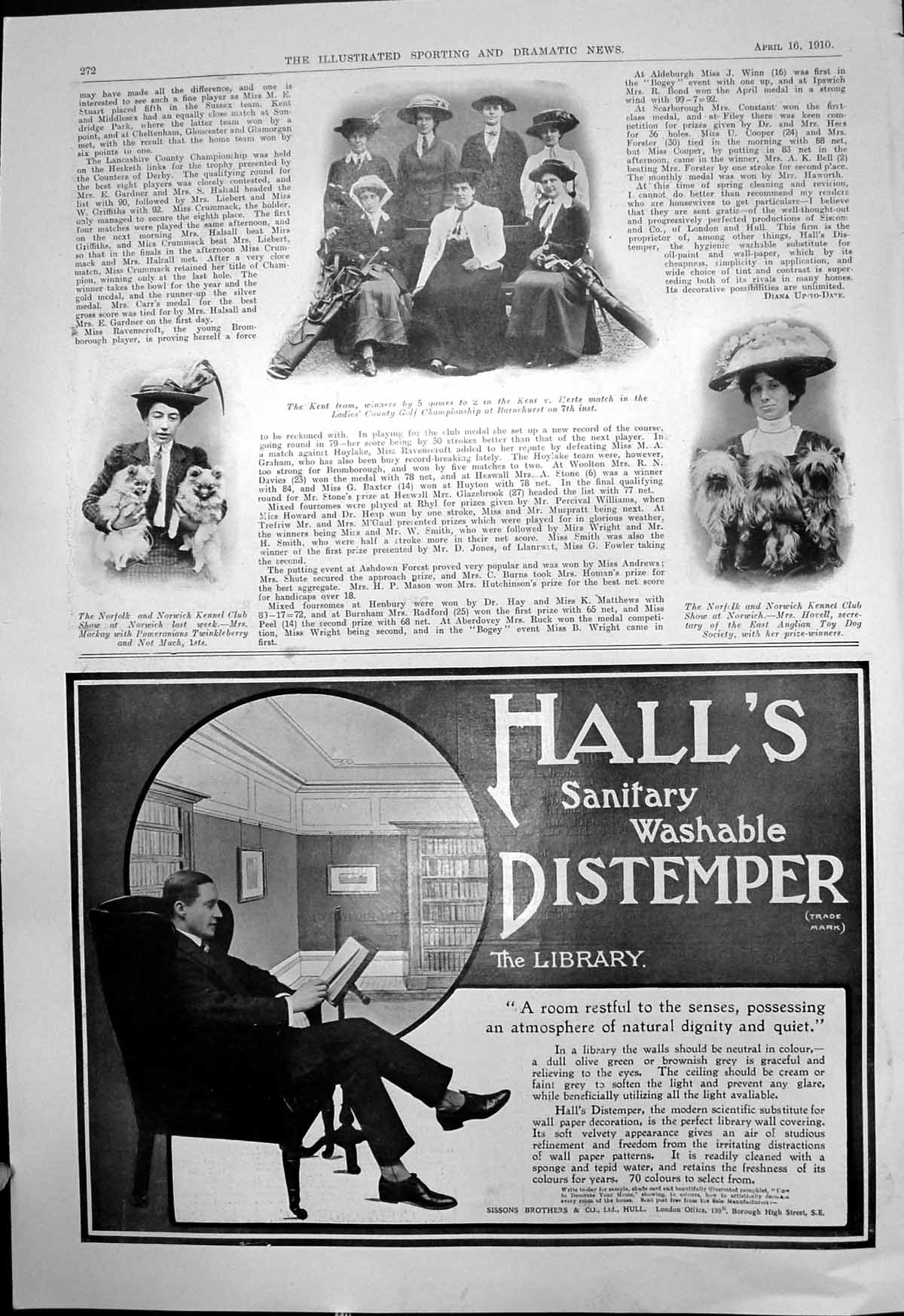 Old Kent Ladies Golf Team Norfolk Norwich Kennel Club Mrs Mackay 1910 20th
