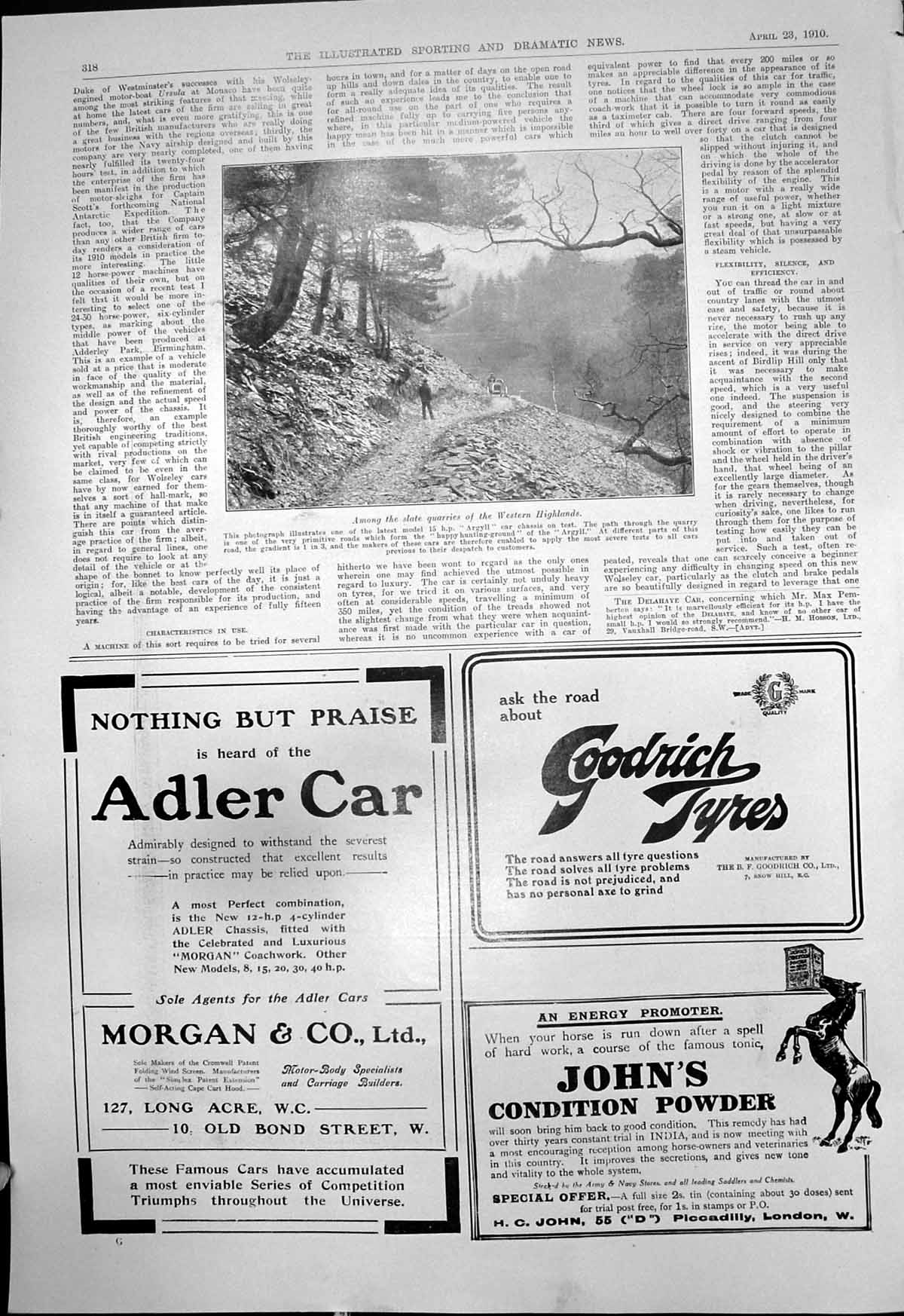 Antique Print Argyll Car Chassis Test Slate Quarries Western Highlands 1910