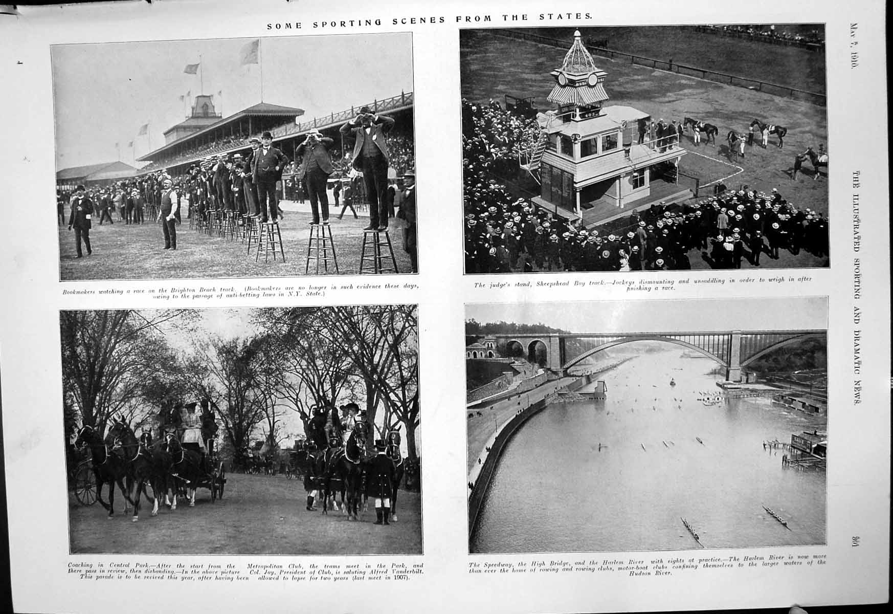 Old Sport States Coaching Harlem River Rowing Sheepshead Jockeys 1910 20th