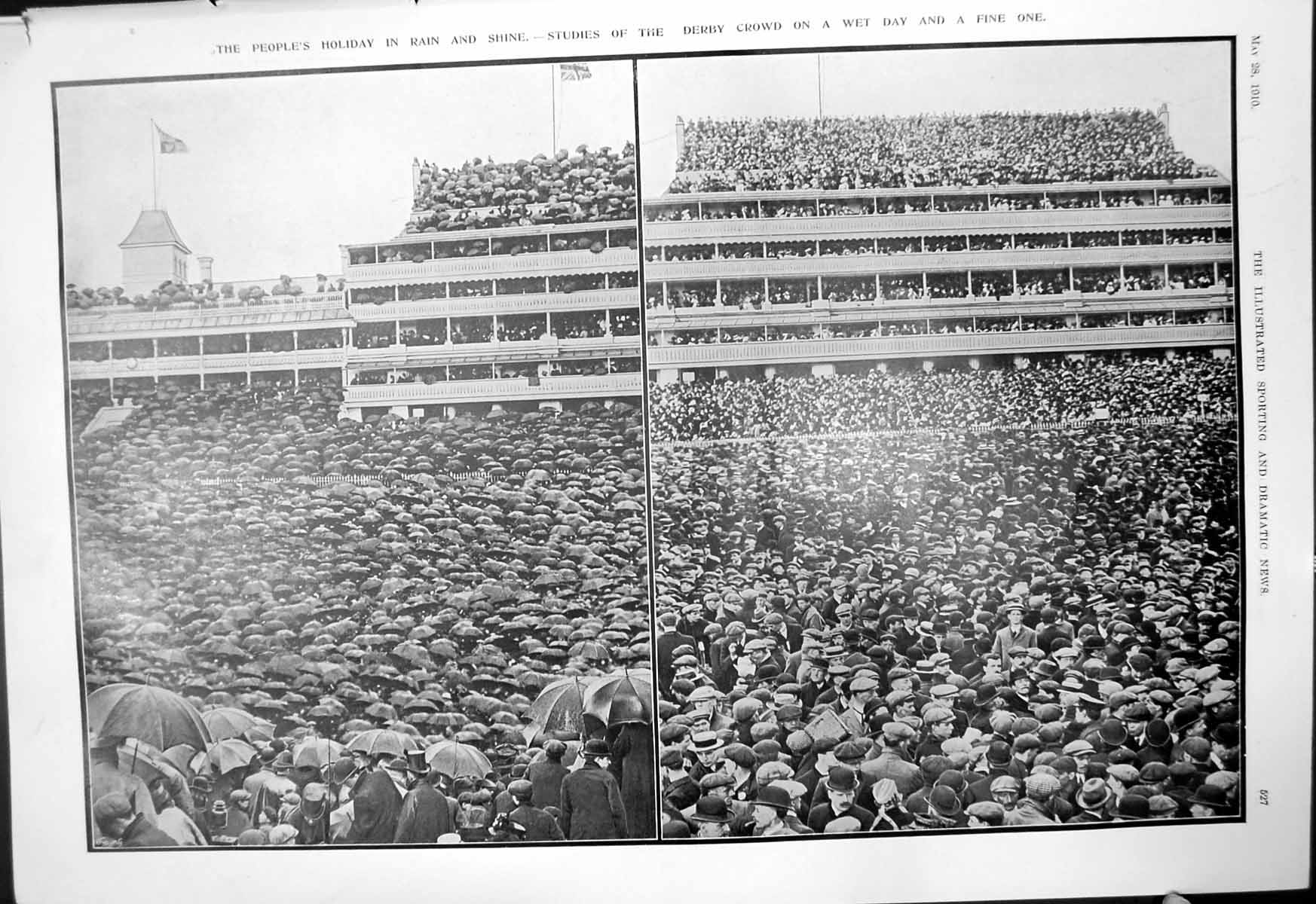 Antique Old Print Studies Derby Crowd Wet Fine Day Dire Drive G Jalland 1910