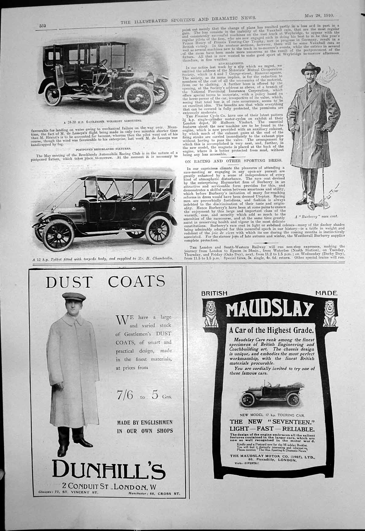 Old 24-30 HpCylinder Wolseley Limousine 12 Hp Talbot H Chamberlin