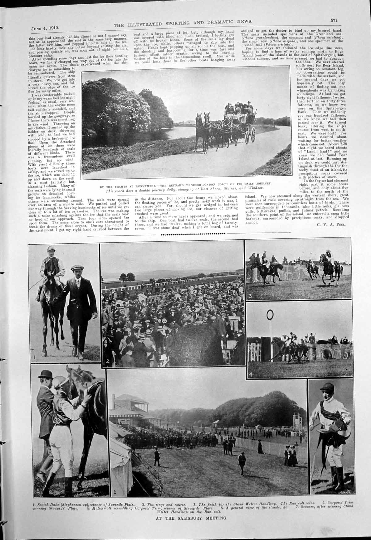 Old Windsor London Coach Salisbury Meeting Horses Otter Hunting 1910 20th