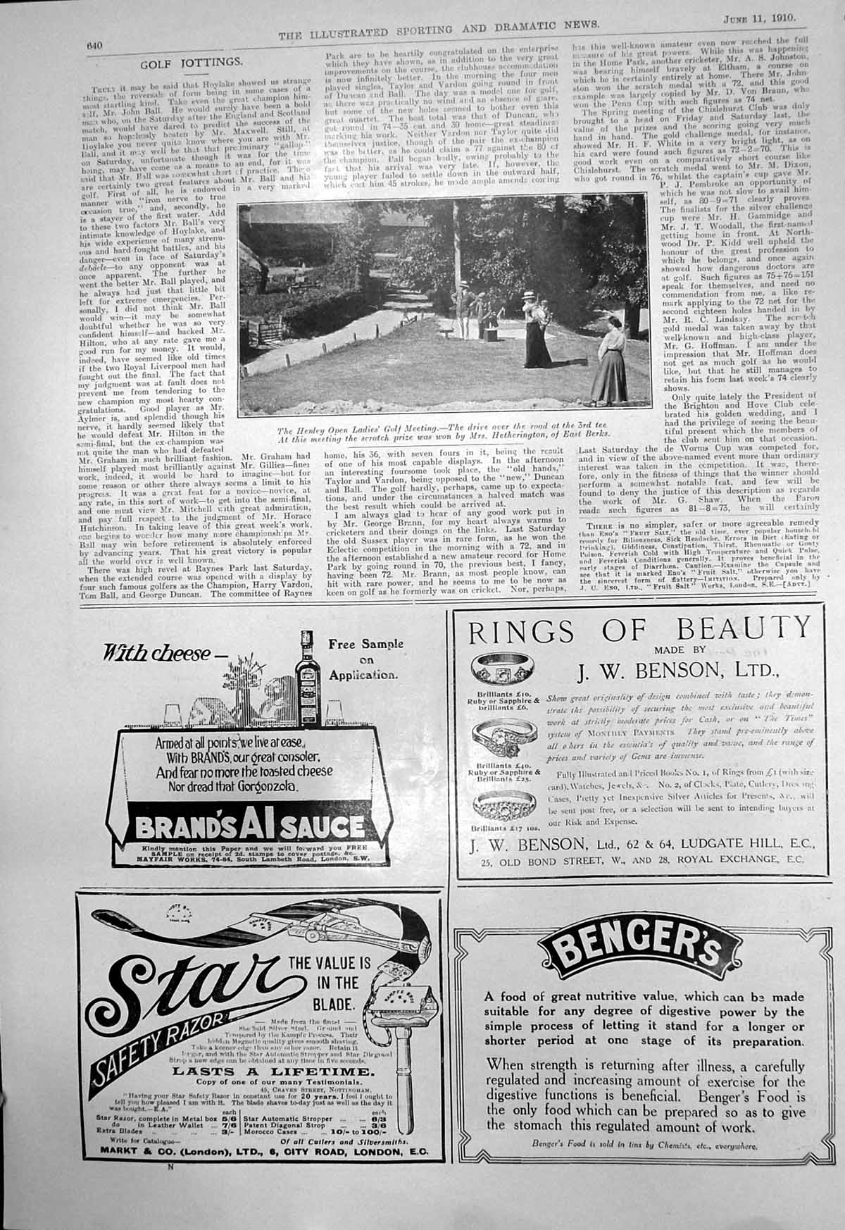 Old Print Henley Open Ladies Golf Winner Mrs Hetherington East Berks 1910 20th