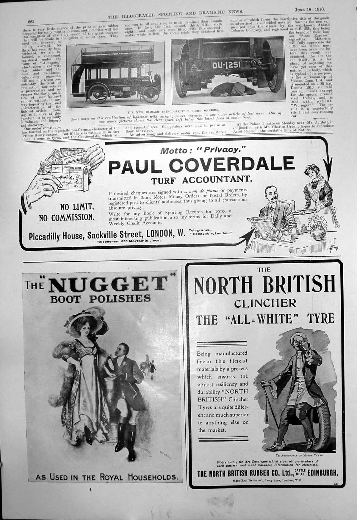 Old Daimler Petrol Electric Omnibus Paul Coverdale Turf Accountant191 20th