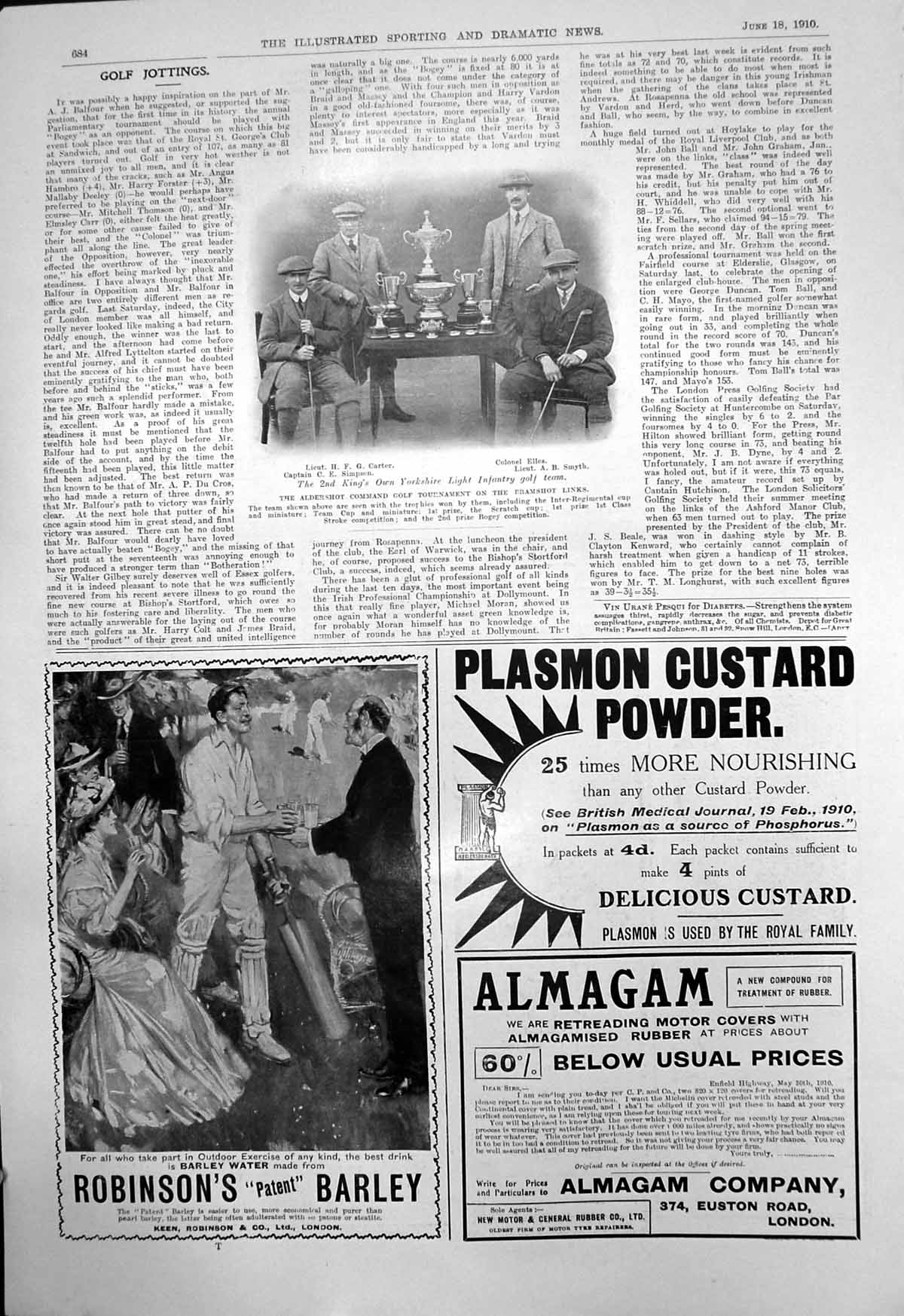 Old Aldershot Golf Tournament Lieut H Carter Col Elles Capt Simpson19 20th