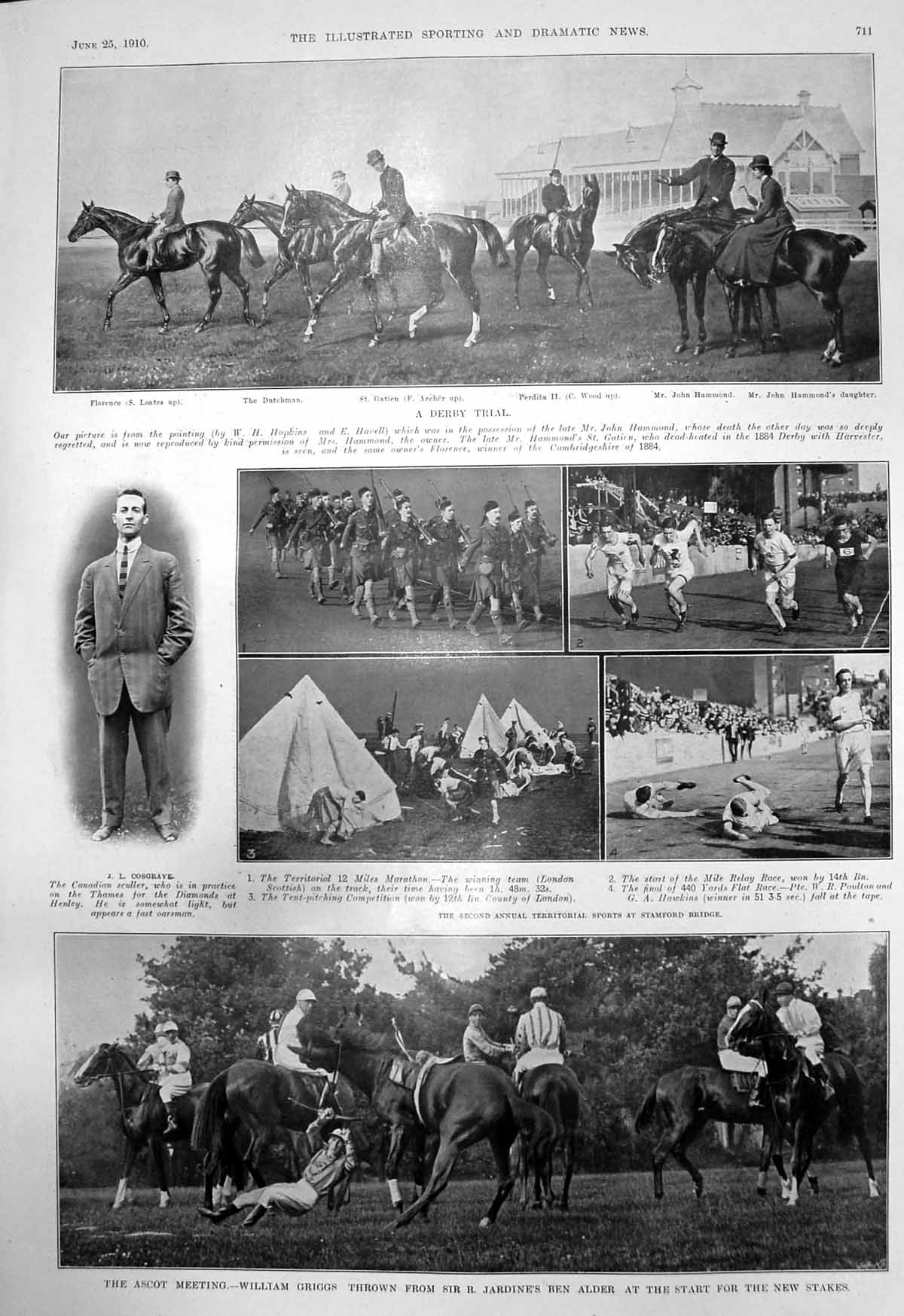 Antique Print Territorial Sports Ascot Meeting William Briggs Ephraim 1910 20th