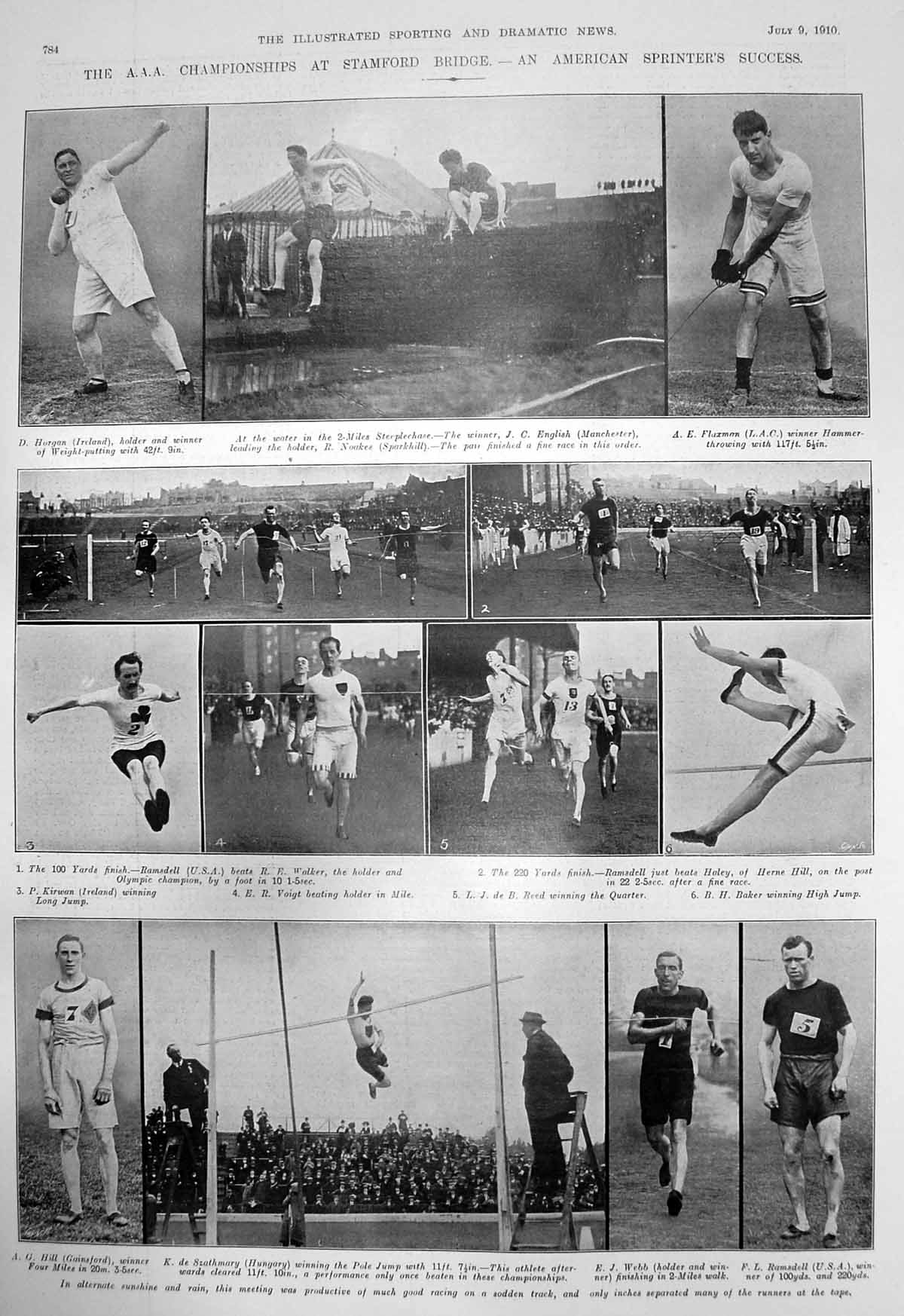 Old A A A Championships Stamford Bridge F Ramsdell E Webb A Hill 1910 20th