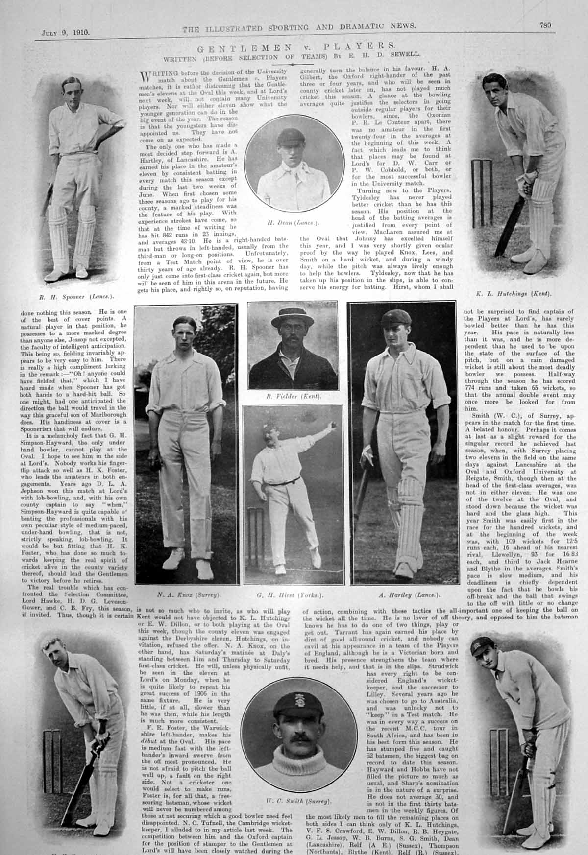Old Cricketers Dean Spooner Hartley Dr Furnicall Capt Robert Marshall