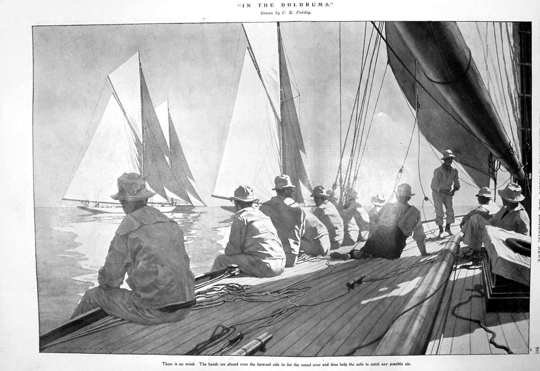 Old Print In Drums C Padday Yacht Racing Dauntless Cambria Atlantic 1910 20th