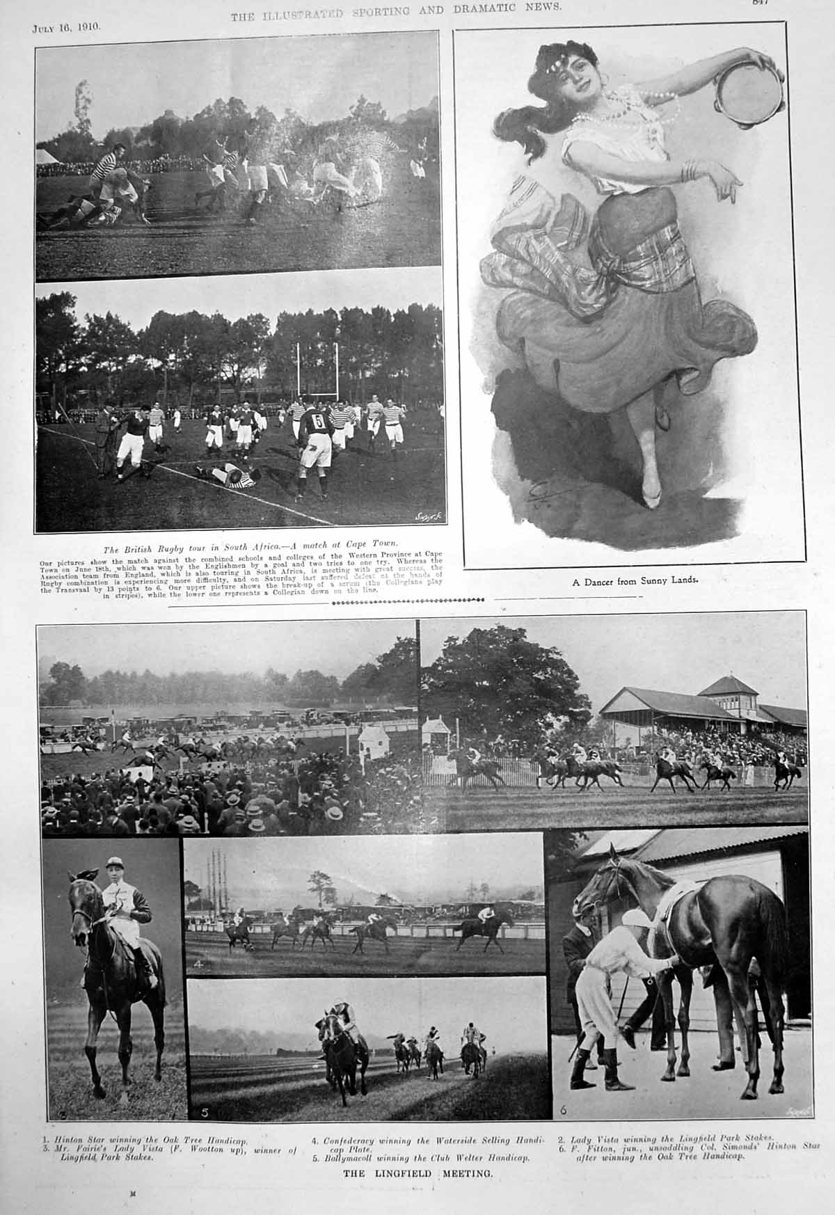 Old Rugby Tour South Africa Lingfield Meeting Horses Tawny Owls 1910 20th