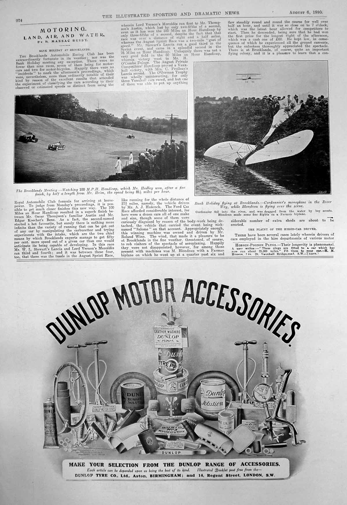 Old Brooklands Racing Mr Hedley Cordonniers Monoplane River Wye 1910 20th