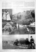 Old Print Devon Somerset Staghounds Punting Regatta Territorial Army 1910 20th