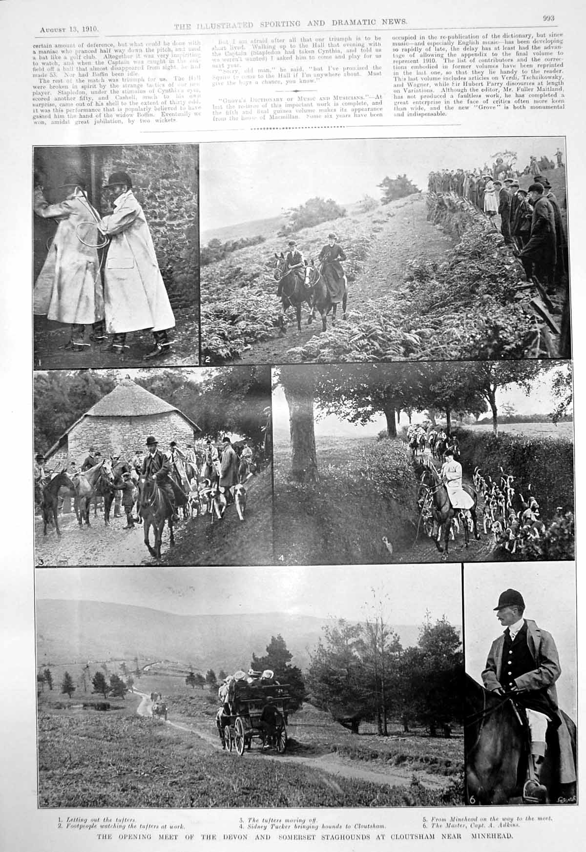Old Print Devon Somerset Staghounds Punting Regatta Territorial Army 1910 20th