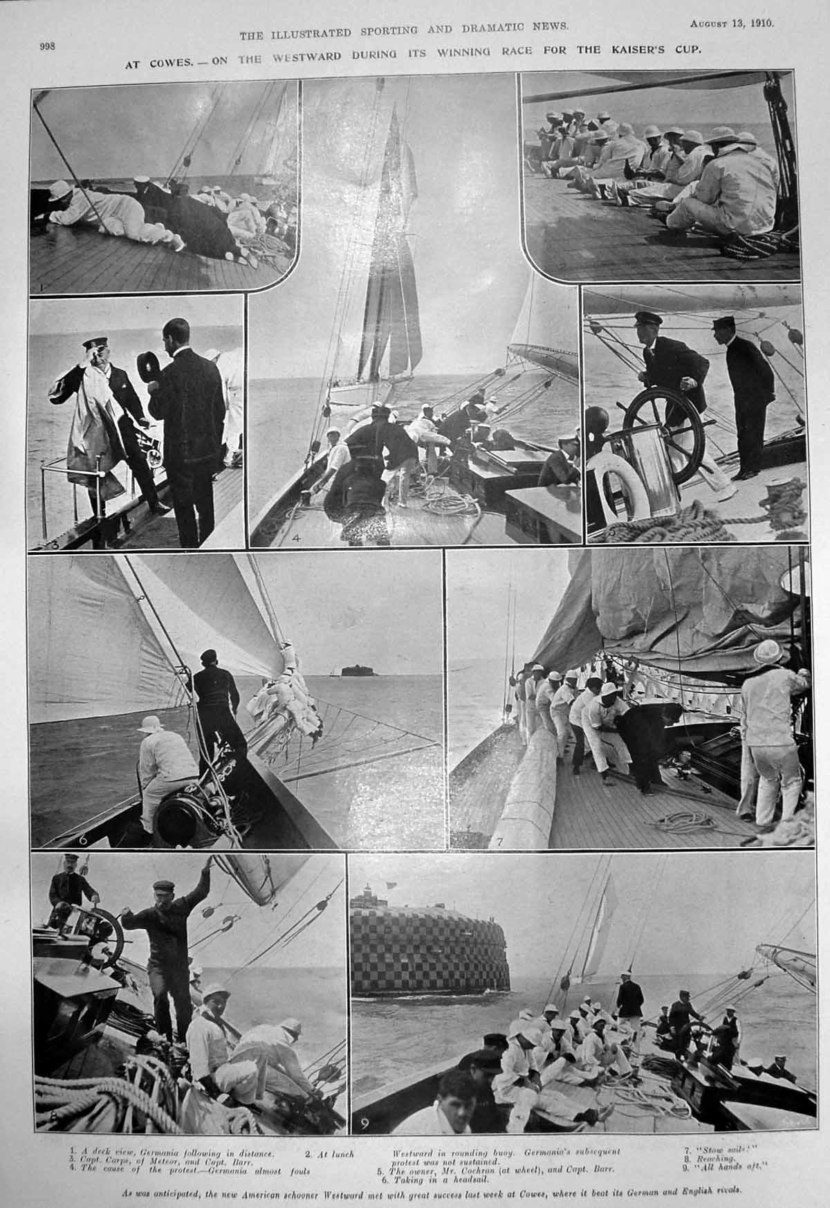 Old Print Cowes Kaisers Cup Tring Show Horse Hospital Golfers Ostend 1910 20th