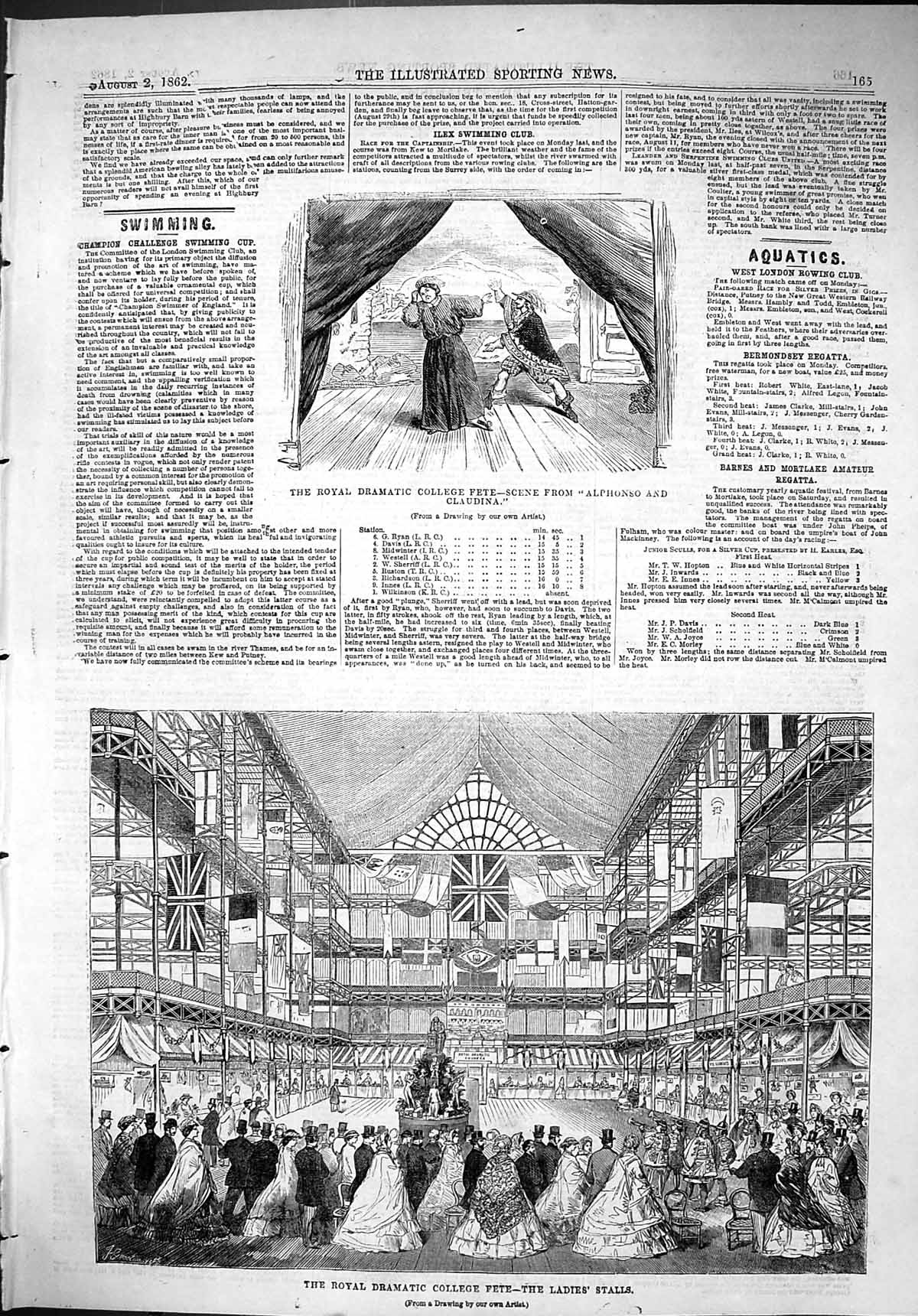 Old 1862 Royal Dramatic College Fete Alphonso Claudina Ladies Stalls Victorian