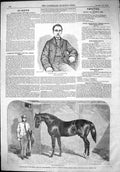 Antique Old Print 1862 Portrait Richard Gardner Marionette Horse Thoroughbred