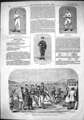 Antique Print 1862 Morris Hen Boxing Sport Men Group Yarmouth Horse Races 19th