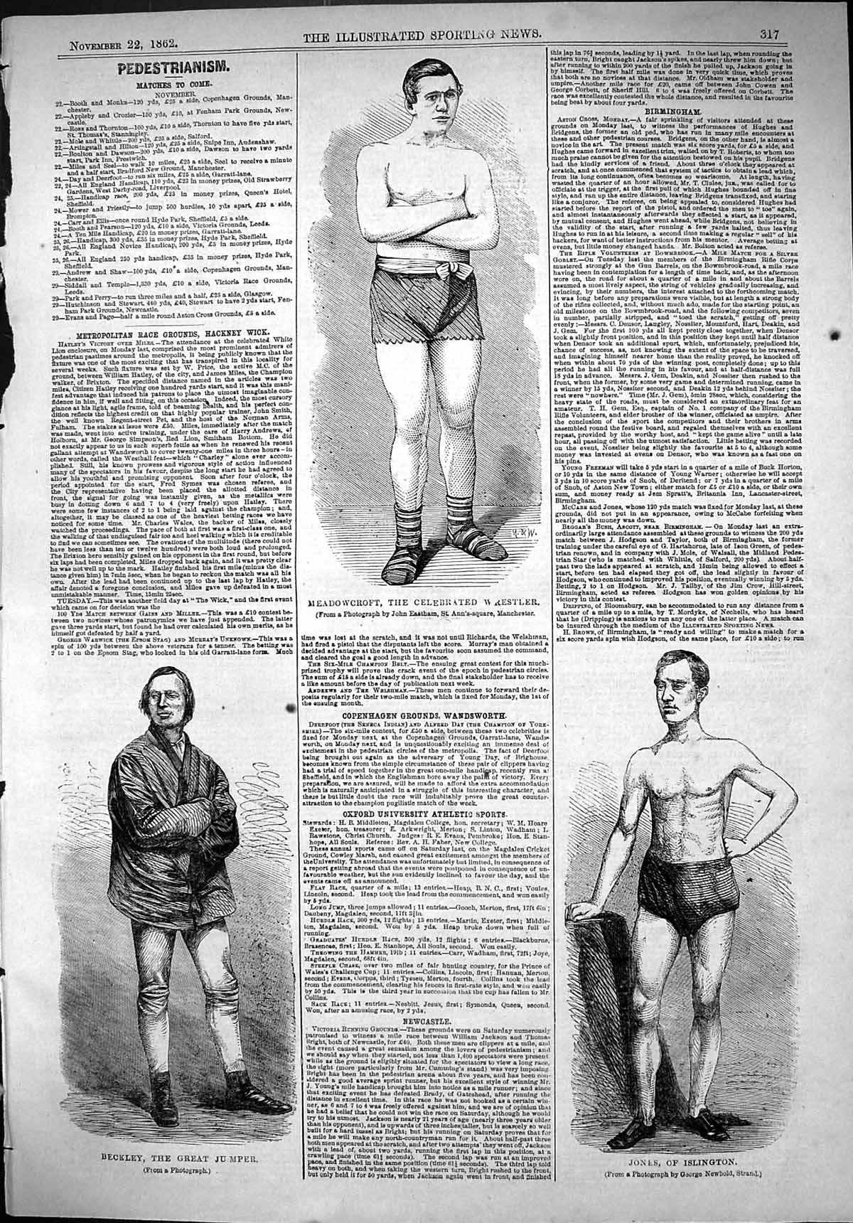 Old 1862 Meadowcroft Wrestler Beckley Great Jumper Jones Islington Sp Victorian