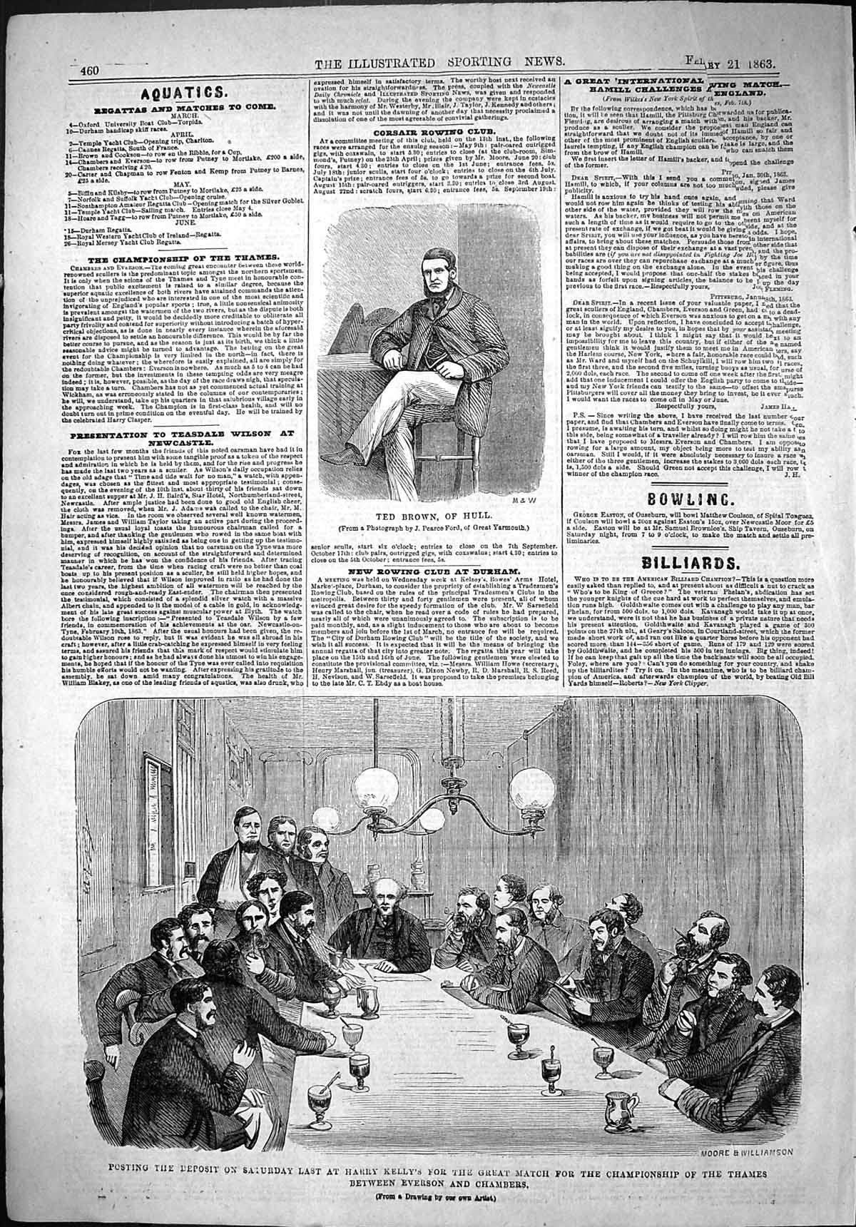 Old 1863 Ted Brown Hull Harry Kelly Championship Thames Everson Chamb Victorian