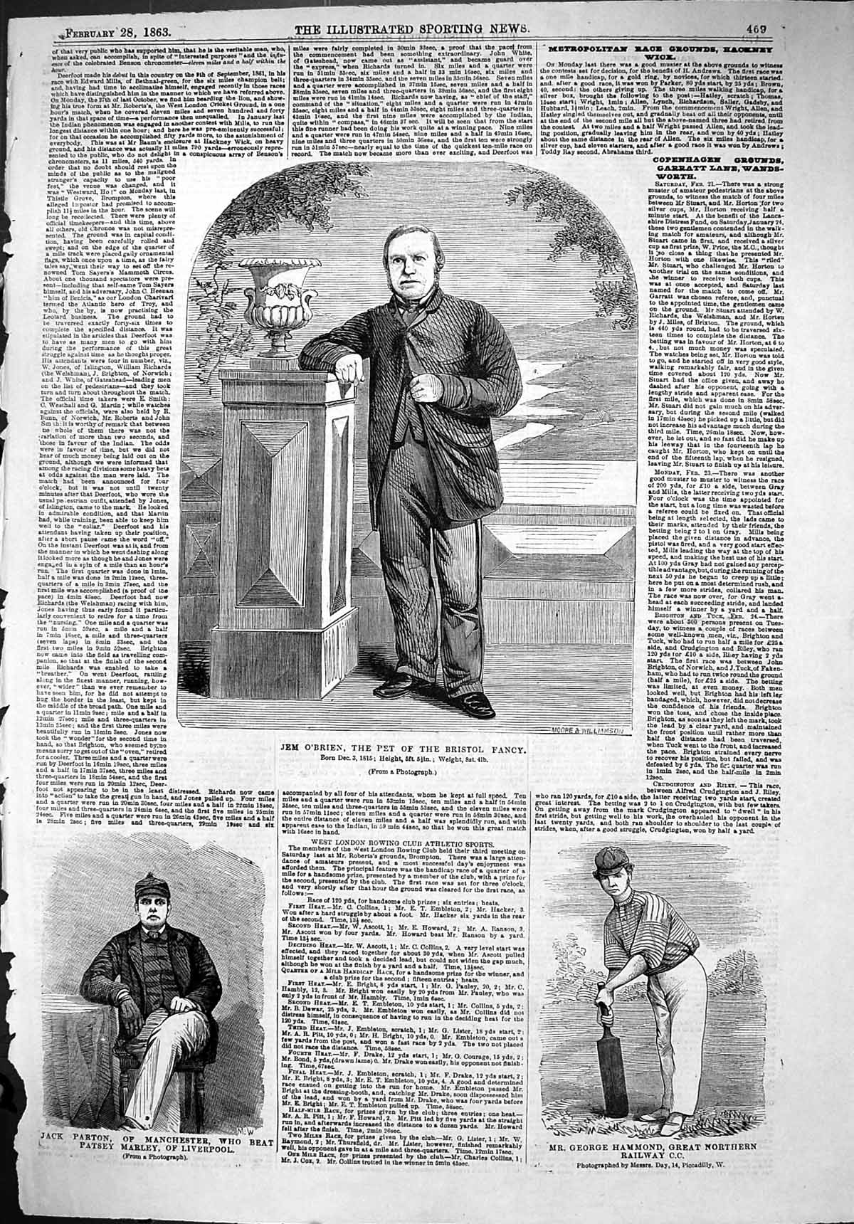 Old 1863 Jem O'Brien Pet Bristol Fancy Jack Parton Manchester George Victorian