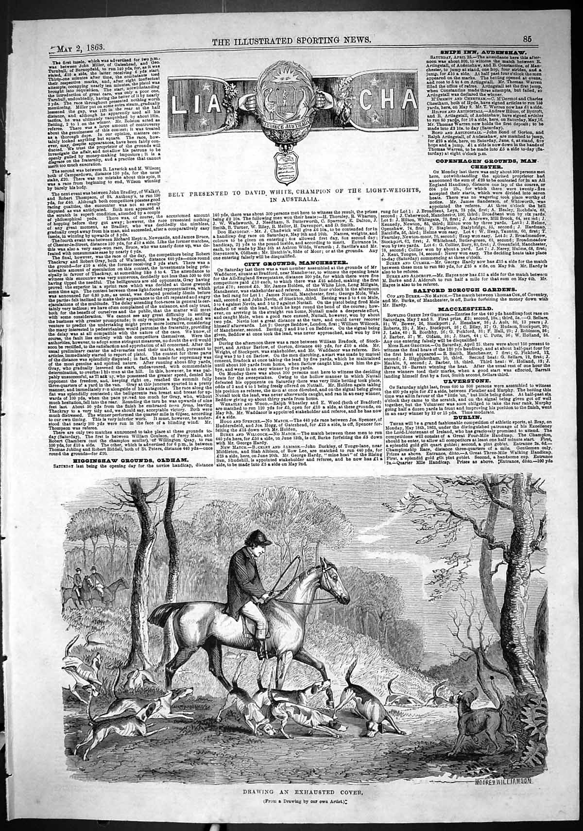 Old 1863 Belt David White Champion Light-Weight Boxing Australia Fox Victorian