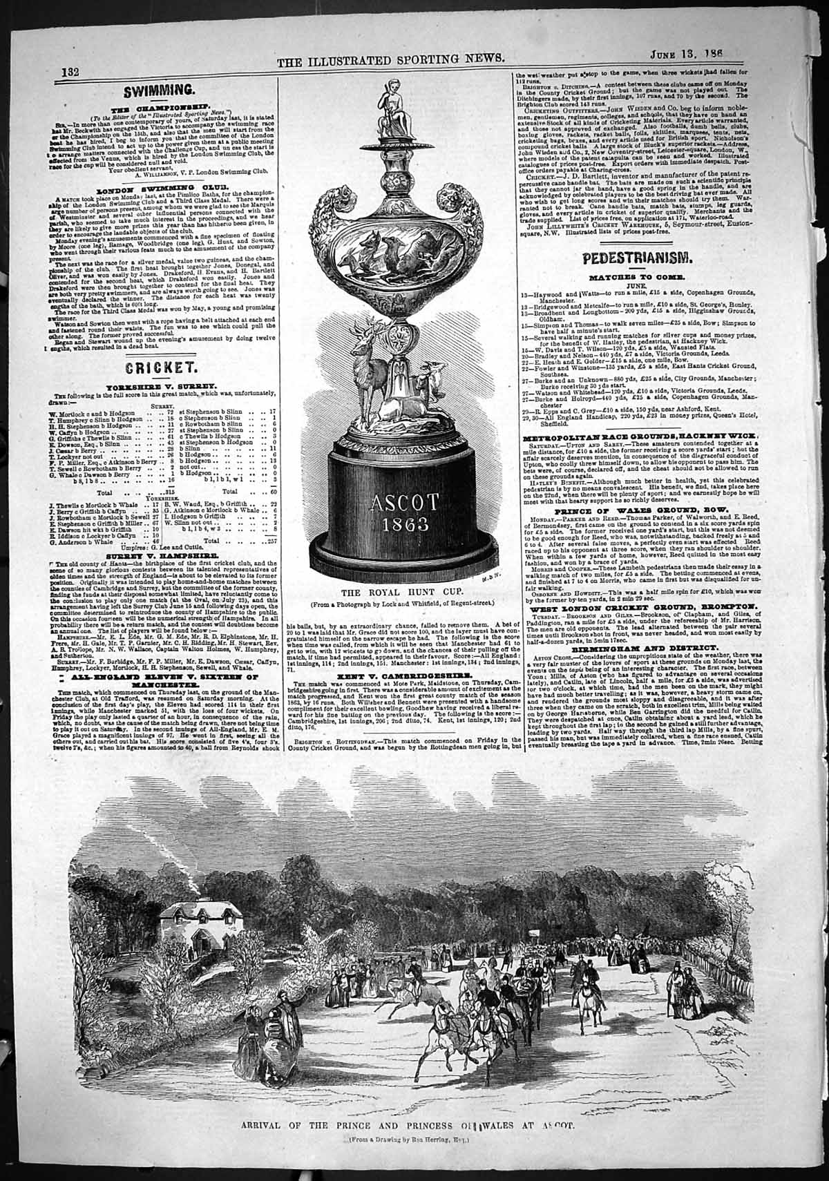 Old Scene Arrival Prince Princess Wales Ascot Horse Race 1863 Royal H Victorian