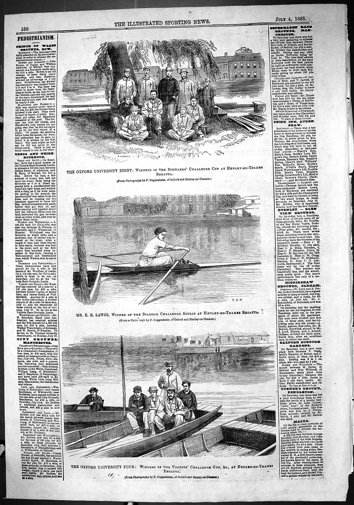 Old 1863 Oxford University Eight Diamond Challenge Sculls Henley-On-T Victorian