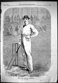 Original Old Antique Print 1863 Portrait Daft Famous Cricketer Moore Williamson