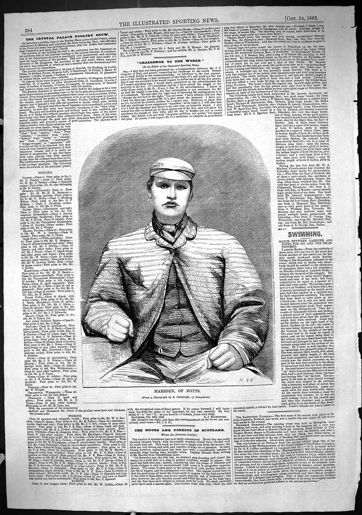 Original Old Antique Print 1863 Portrait Marsden Notts Moore Williamson 19th