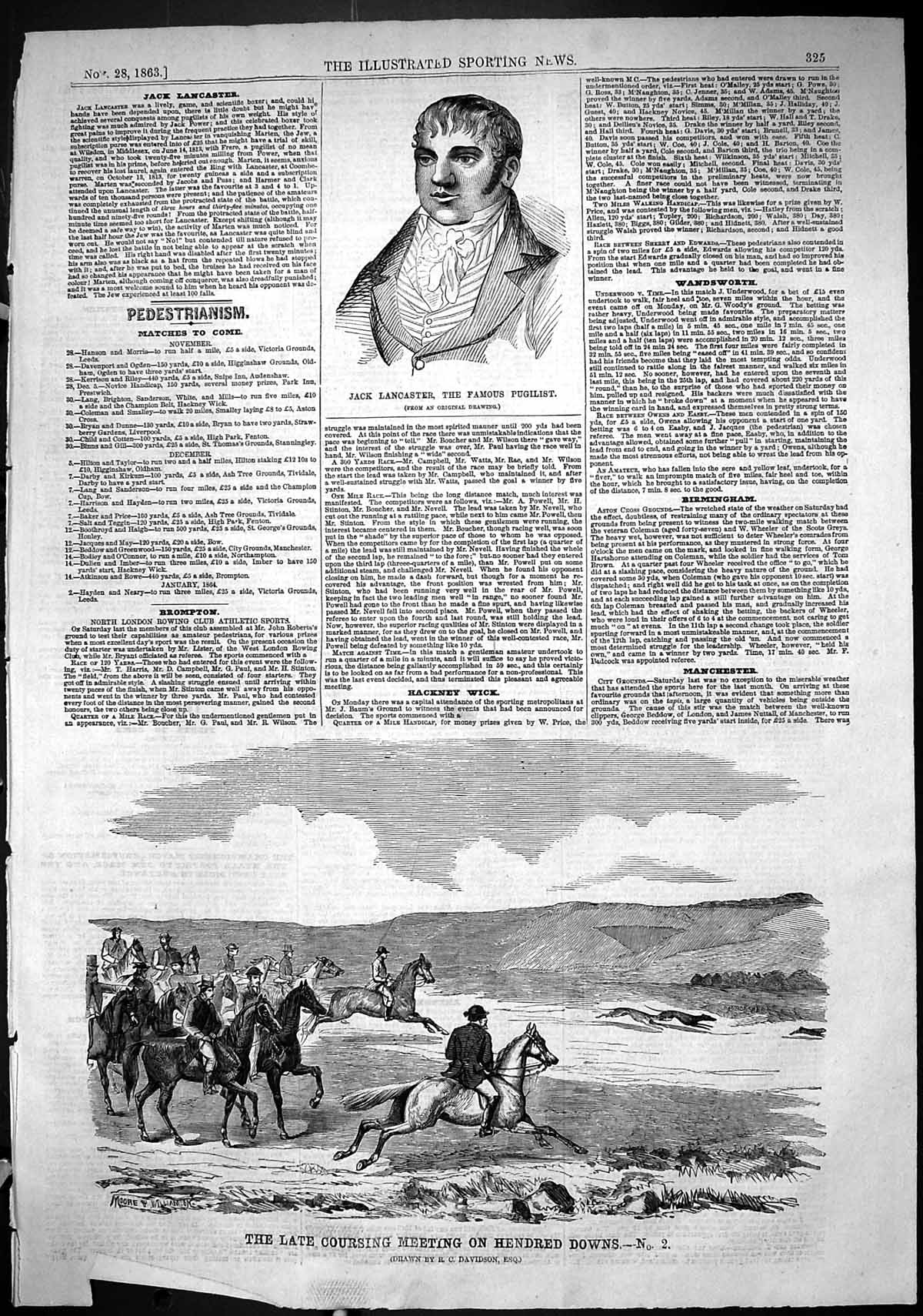 Old 1863 Jack Lancster Famous Pugilist Hare Coursing Hendred Downs Ho Victorian