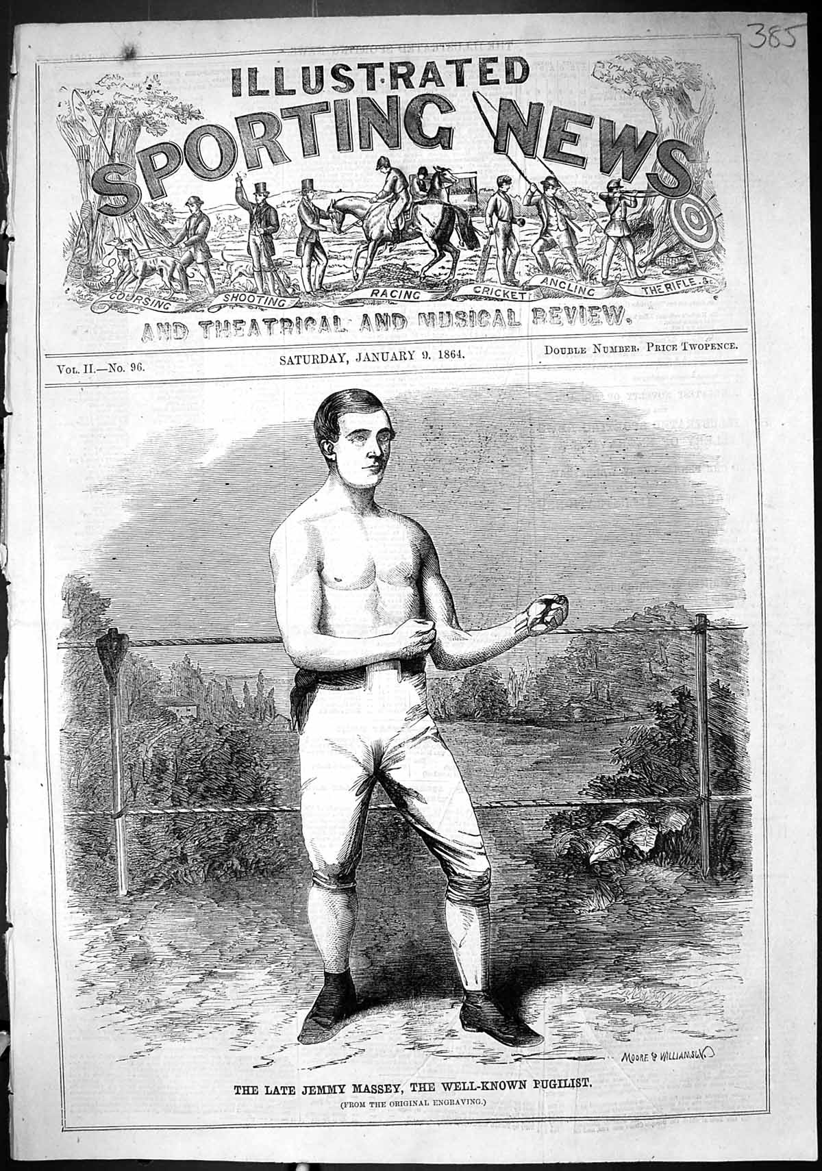 Old Antique Print 1864 Jemmy Massey Well-Known Pugilist Moore Williamson 19th