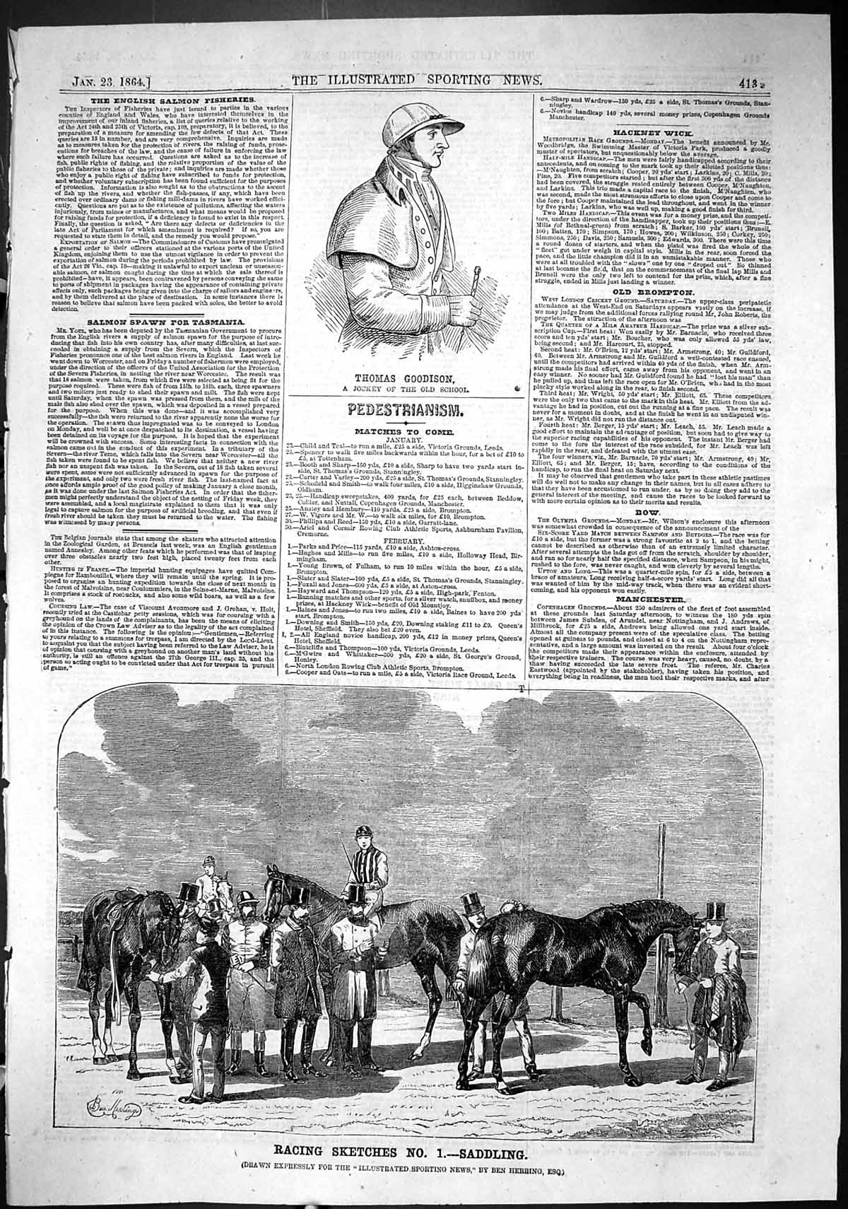 Old 1864 Thomas Goodison Jockey Horse Racing Saddling Sport Ben Herri Victorian