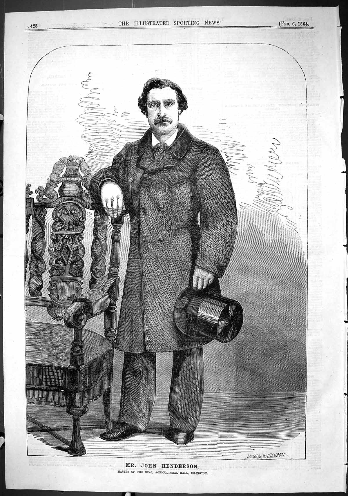 Old Print 1864 Mr John Henderson Master Ring Agricultural Hall Islington 19th