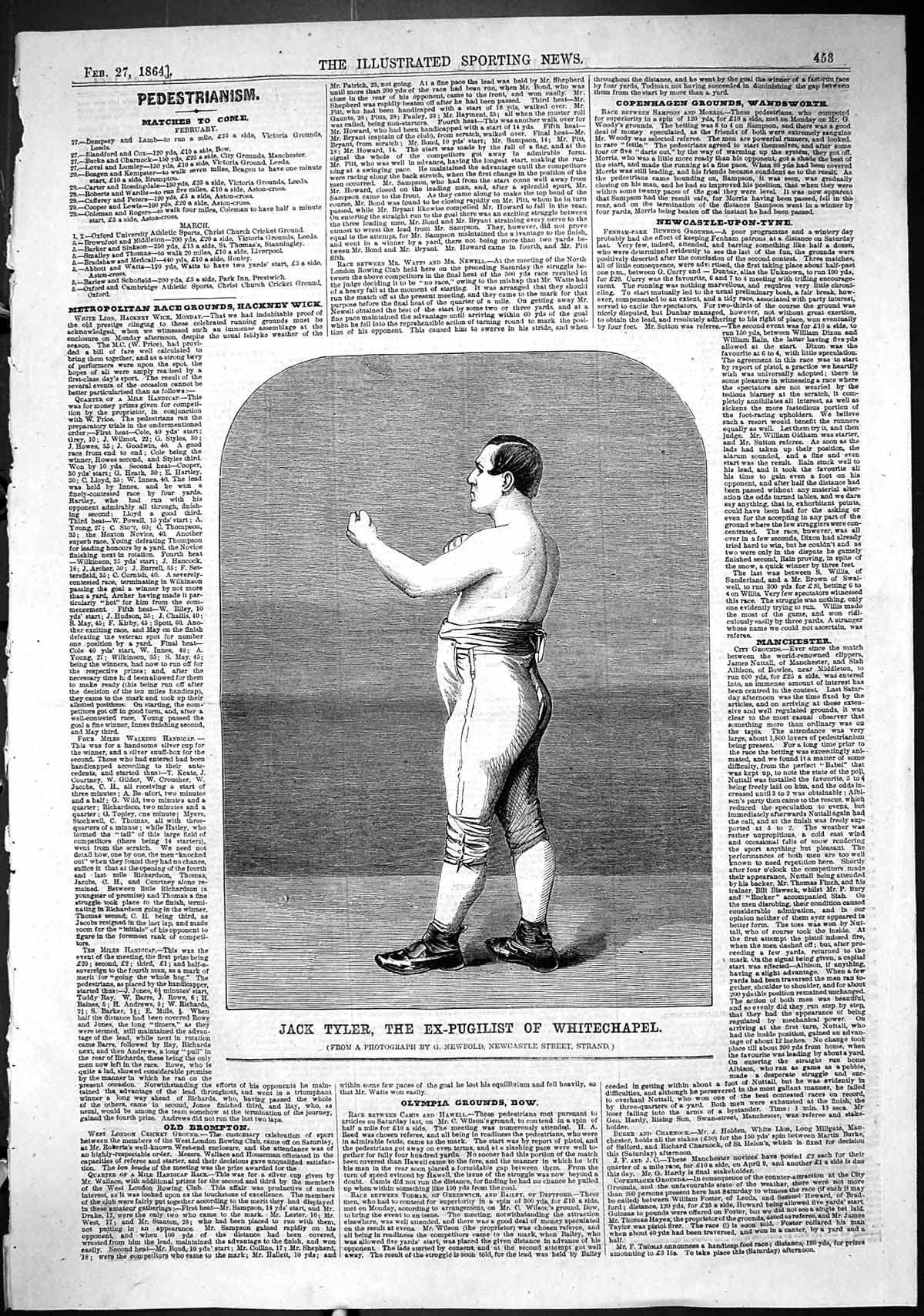 Antique Old Print 1864 Portrait Jack Tyler Ex-Pugilist Whitechapel Sport Man