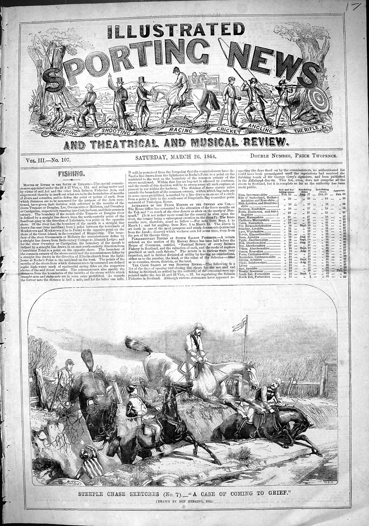 Old 1864 Steeple Chase Sketches Horses Jumping Sport Jockeys Ben Herr Victorian