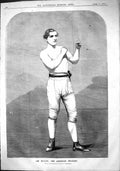 Original Old Antique Print 1864 Portrait Joe Coburn American Pugilist Sport Man