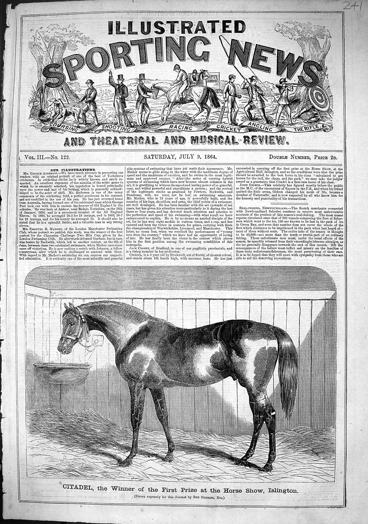 Old 1864 Horse Citadel Winner First Prize Show Islington Ben Herring Victorian