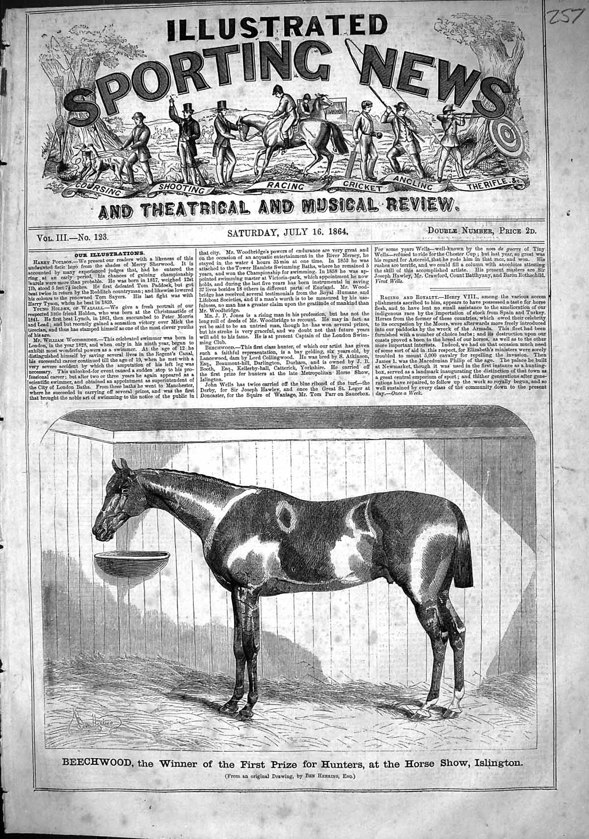 Old 1864 Beechwood Horse Winner First Prize Hunters Show Islington Be Victorian