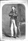 Antique Old Print 1864 Portrait Hayes Sporting Pilot Swimming Cup Sport Man