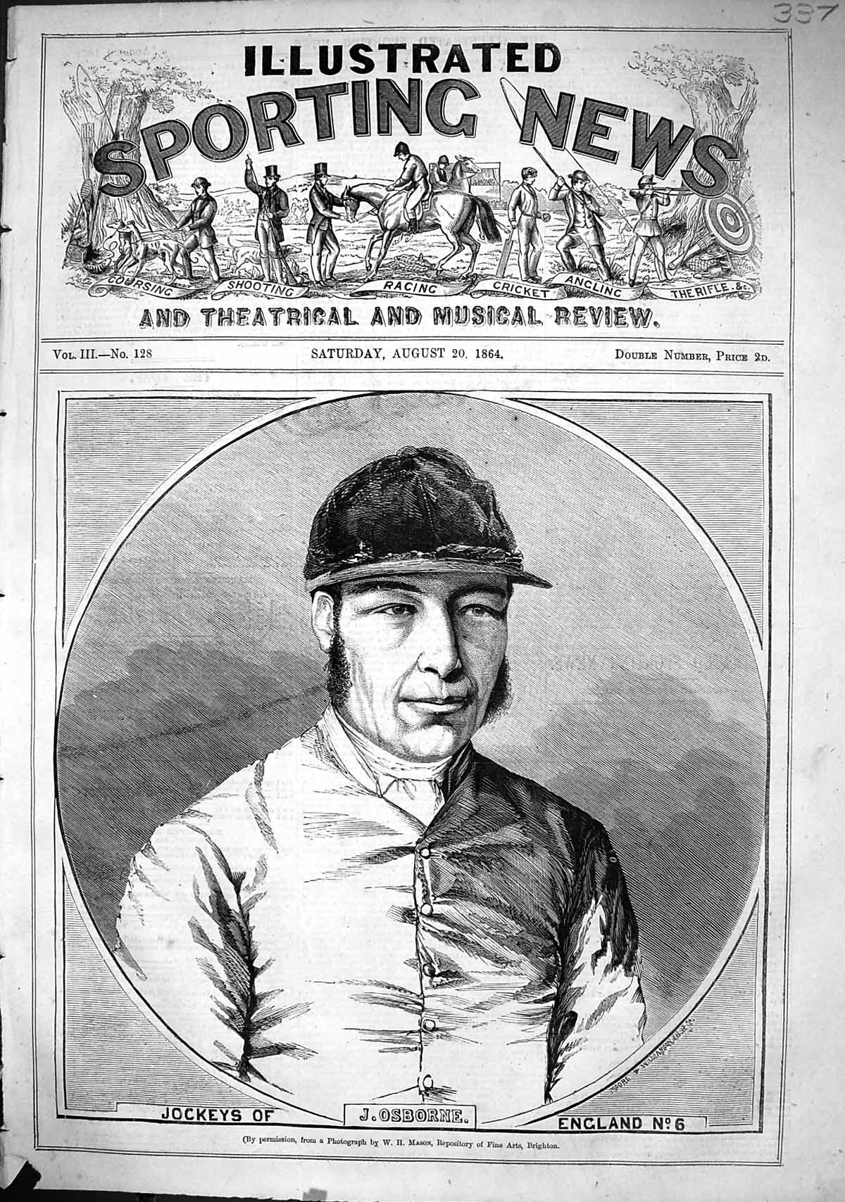 Antique Old Print 1864 England Jockey J. Osborne Sport Man Moore Williamson