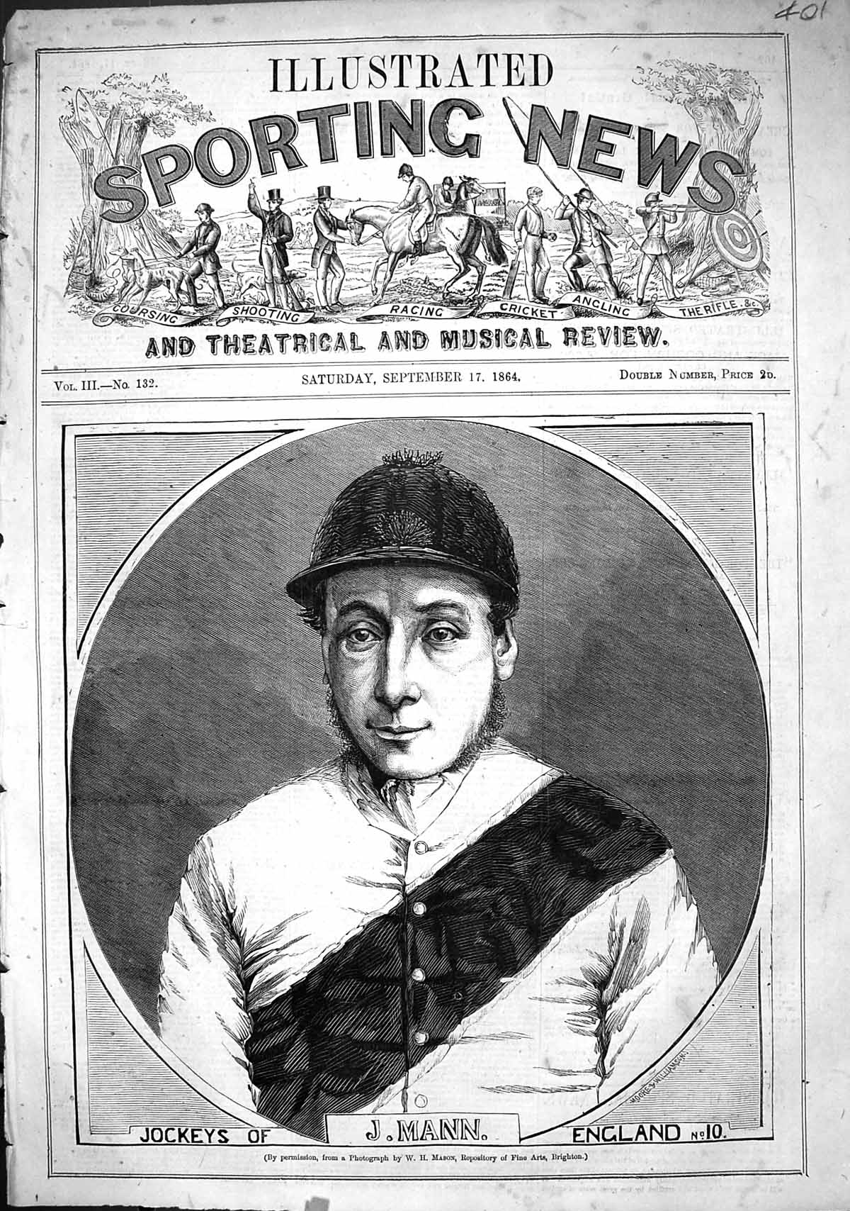 Old Antique Print 1864 England Jockey J. Mann Sport Man Moore Williamson 19th