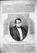 Original Old Antique Print 1864 Portrait Mr Buckstone Eminent Comedian 19th