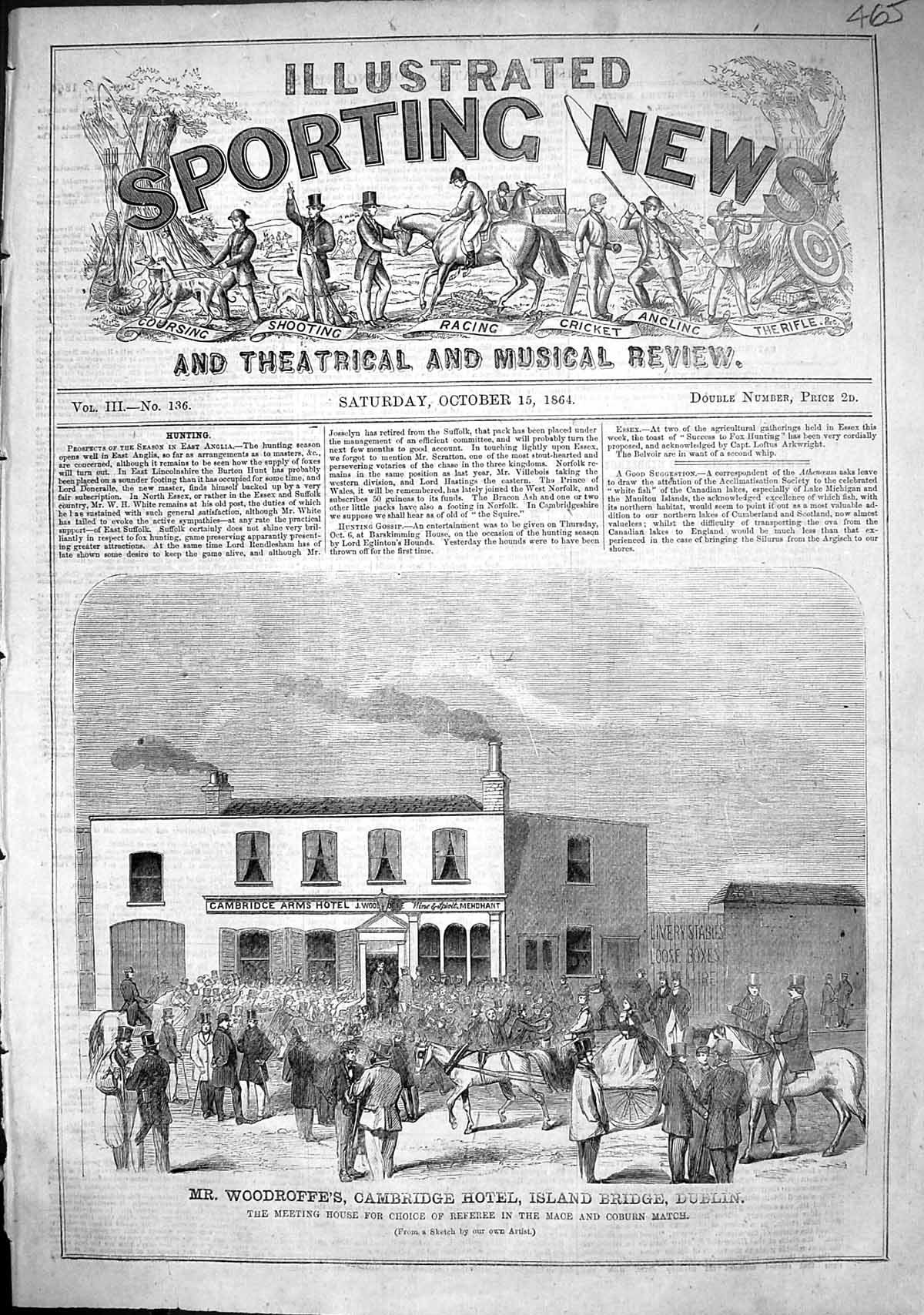 Old 1864 Mr Woodroffe Cambridge Hotel Island Bridge Dublin Mace Cobur Victorian