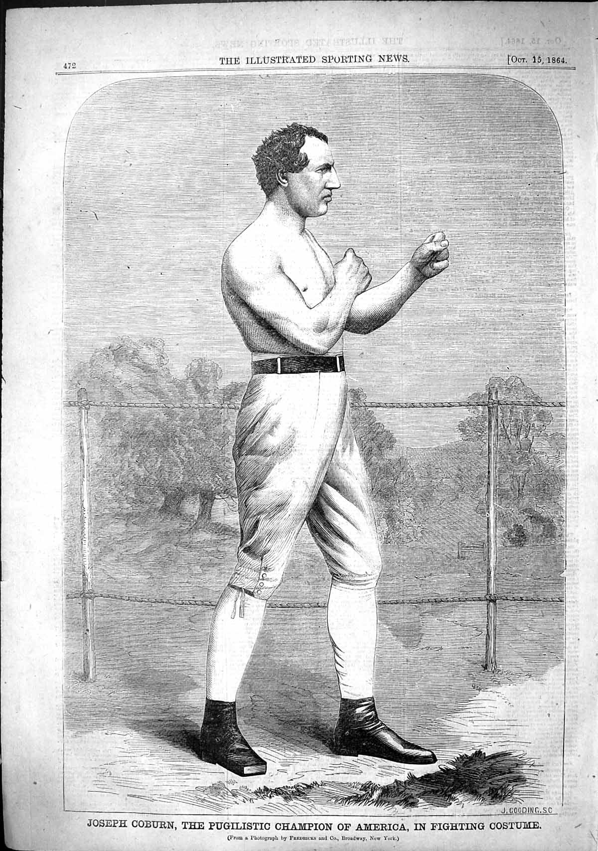 Old 1864 Joseph Coburn Pugilist Champion America Fighting Costume Spo Victorian