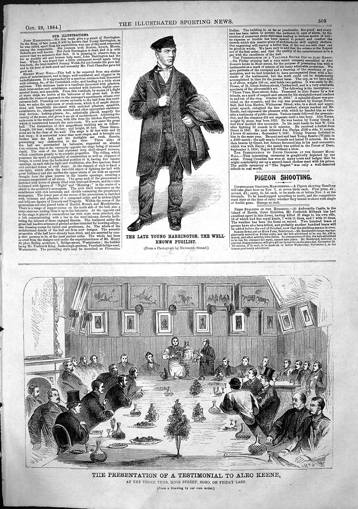 Old 1864 Sport Herrington Pugilist Presentation Testimonial Alec Keen Victorian