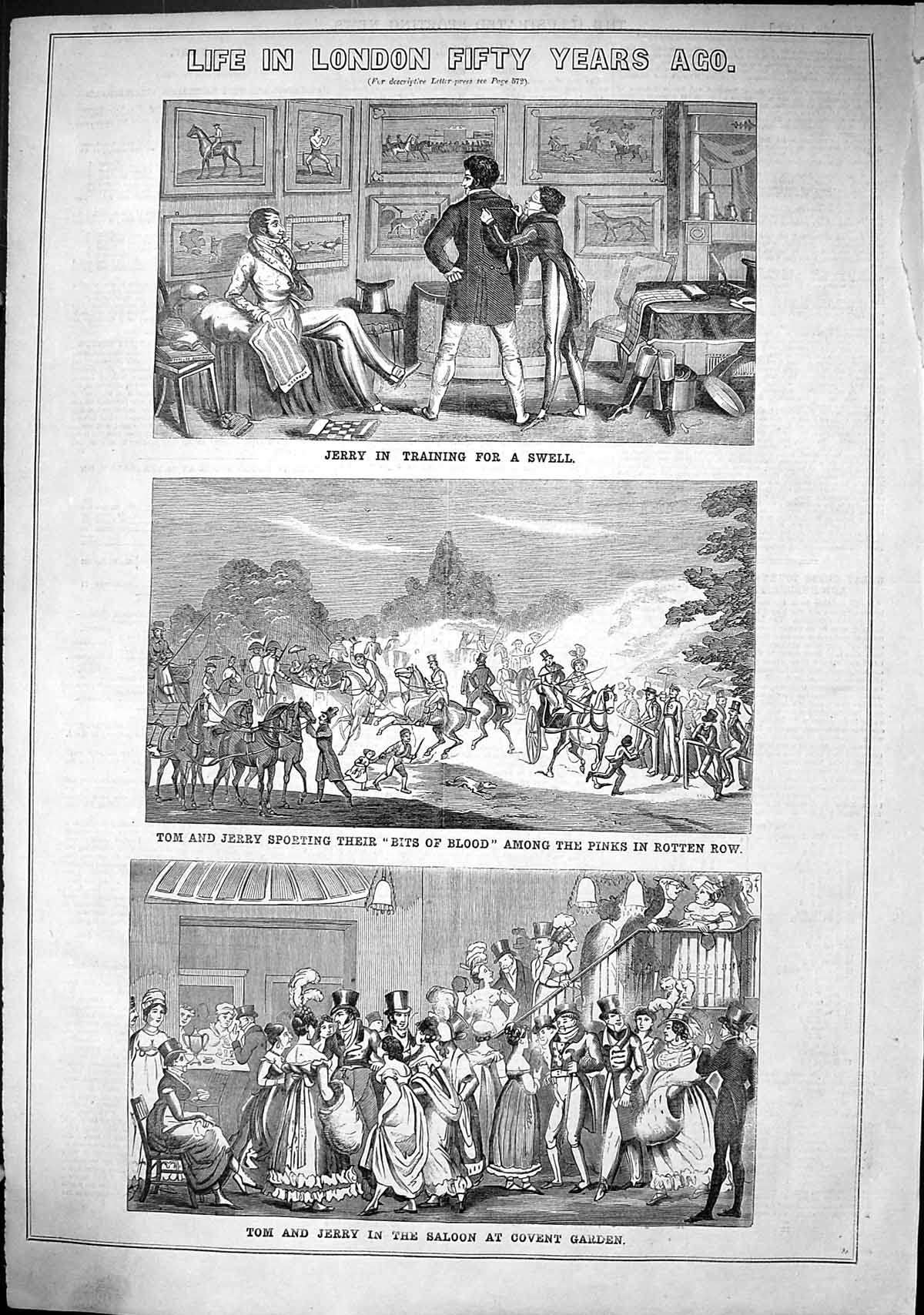 Old 1864 Life London Tom Jerry Training Sport Pinks Rotten Row Salon Victorian